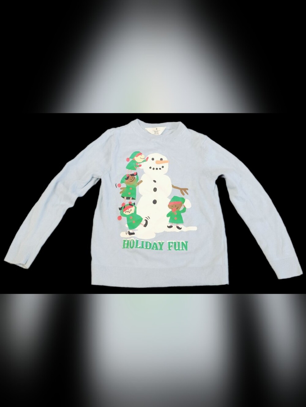 #KCB71 Holiday Fun Light Blue Kids Sweatshirt with Snowman & Elves